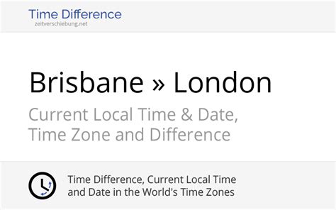 Time Difference: Brisbane, Australia » London, United Kingdom.